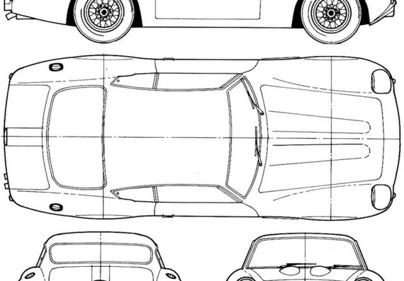 Aston Martin DB4 GT Zagato Coupe (1964) (Aston Martin DB4 GT Zagato Coupe (1964)) - drawings (drawings) of the car